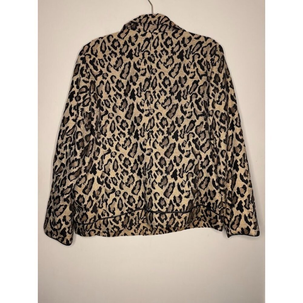 Chico's Women Jacket Size 2, US 12, L, Leopard Moto Jacquard Animal Print Edgy - Picture 3 of 9